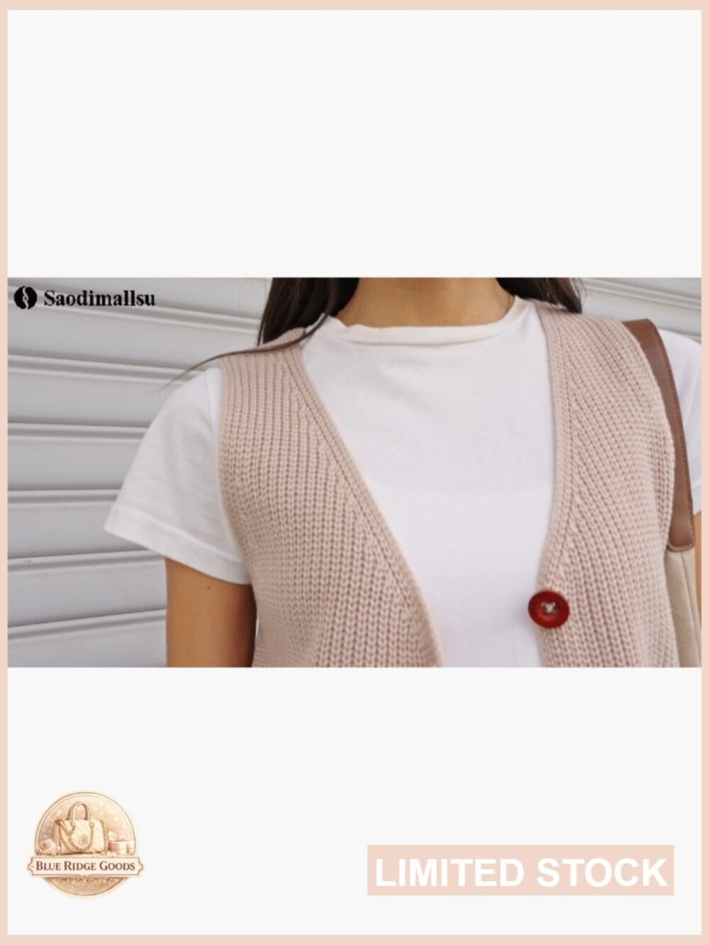 Crop Knit Vest V Neck Button Down Y2K Sleeveless Chunky Sweater Tank Top - Picture 7 of 7